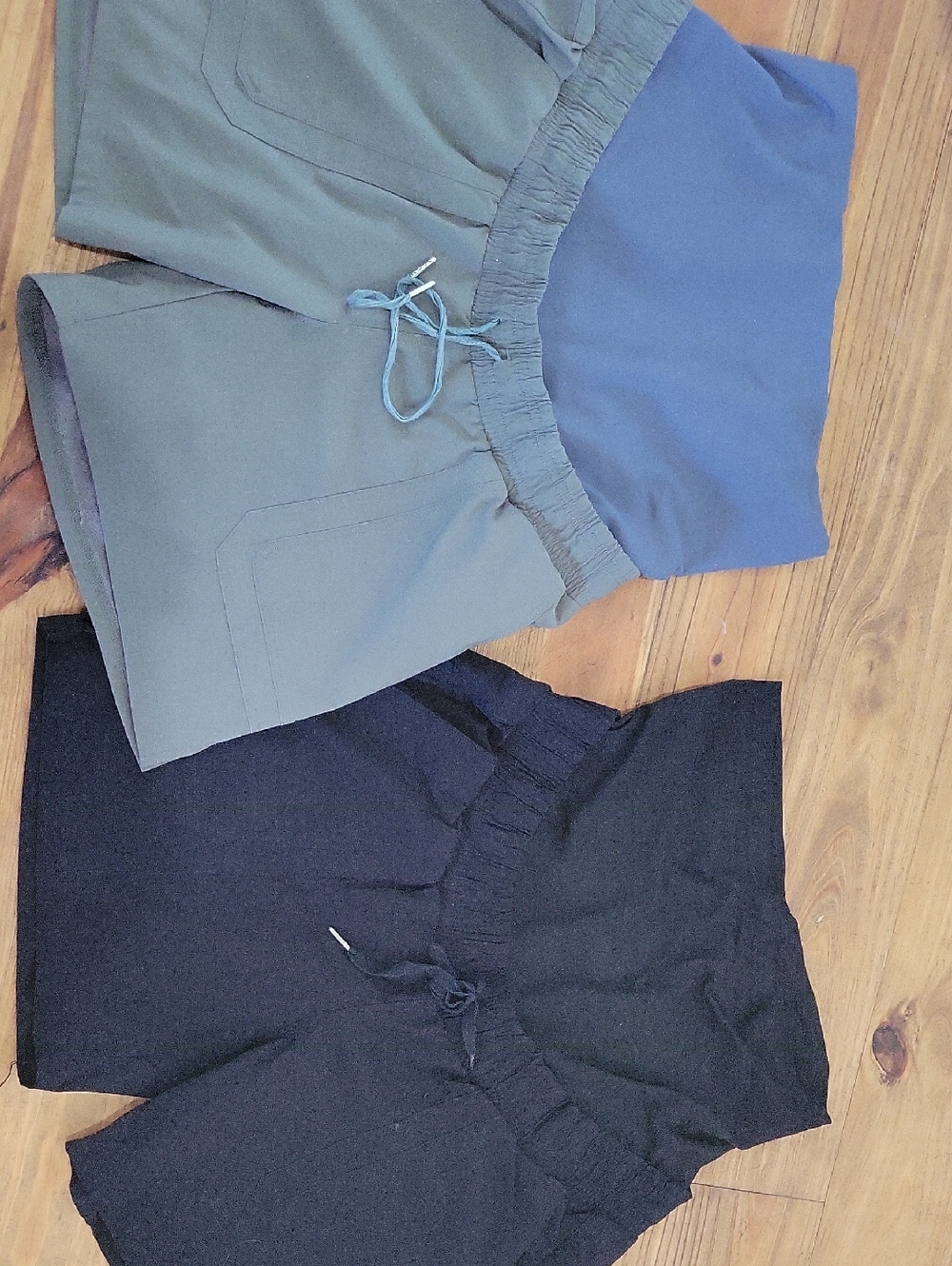 Two Maternity Hiking Style Shorts Set in Olive and Black